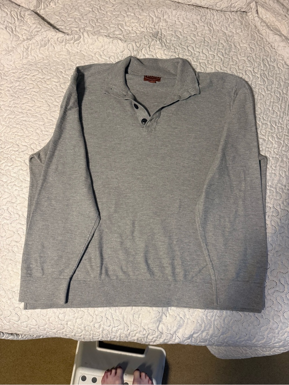 Men's Light Gray Collared Button Cardigan Sweater